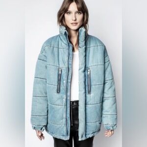 New Zadig + Voltaire Keim Denim Puffer Coat size Medium(36)